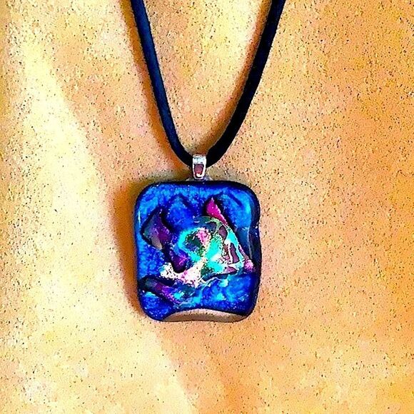 Dichroic Glass Pendant Necklace - Picture 2 of 4